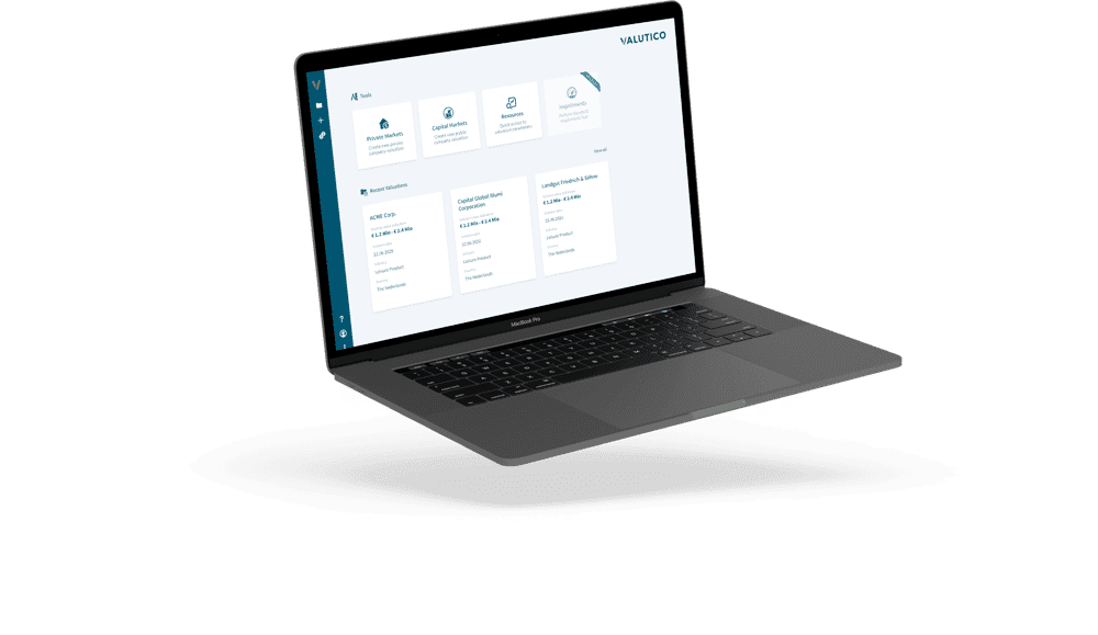 Valutico dashboard on a laptop screen