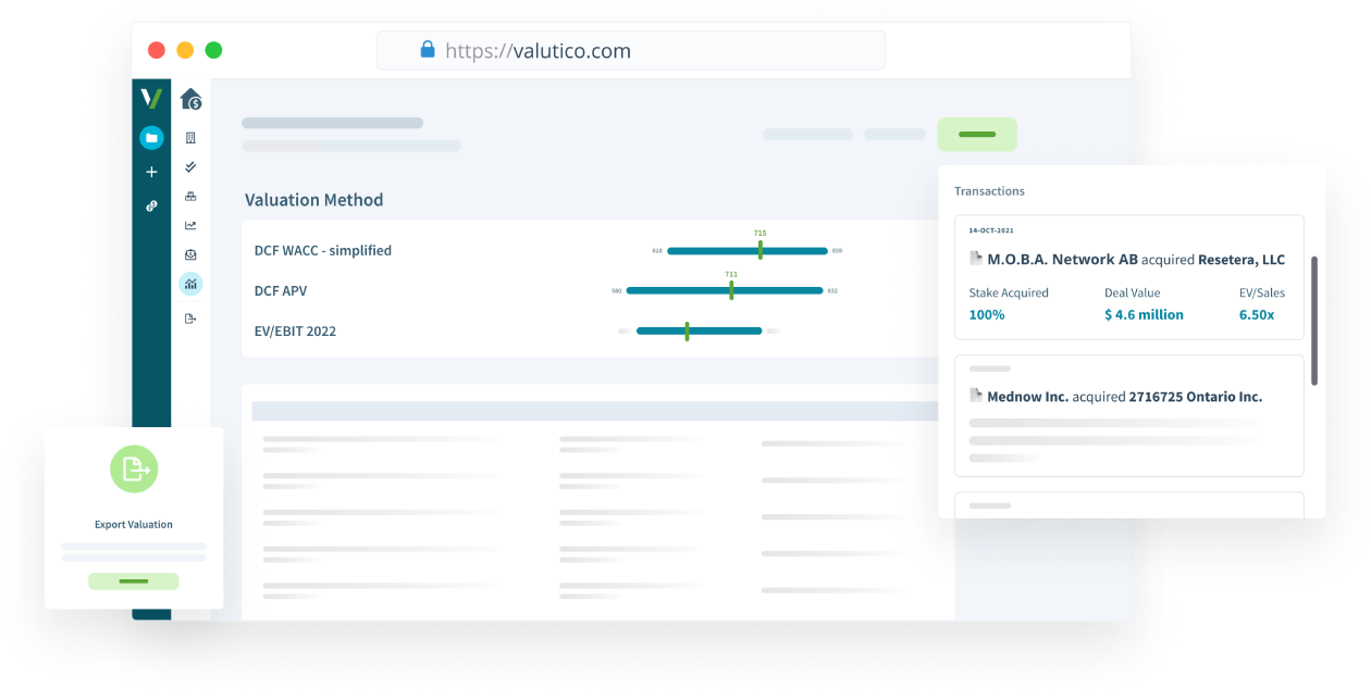 Valuation plattform illustration with multiples
