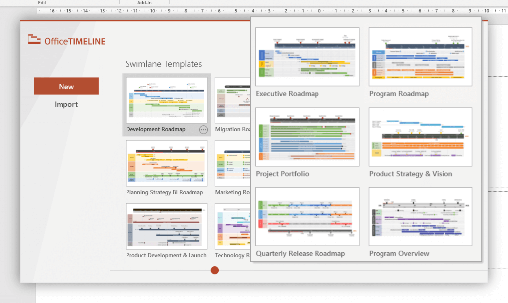 Timescale templates in Pro+ Edition