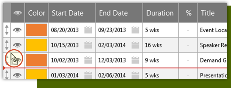 Drag and drop the row into a new position