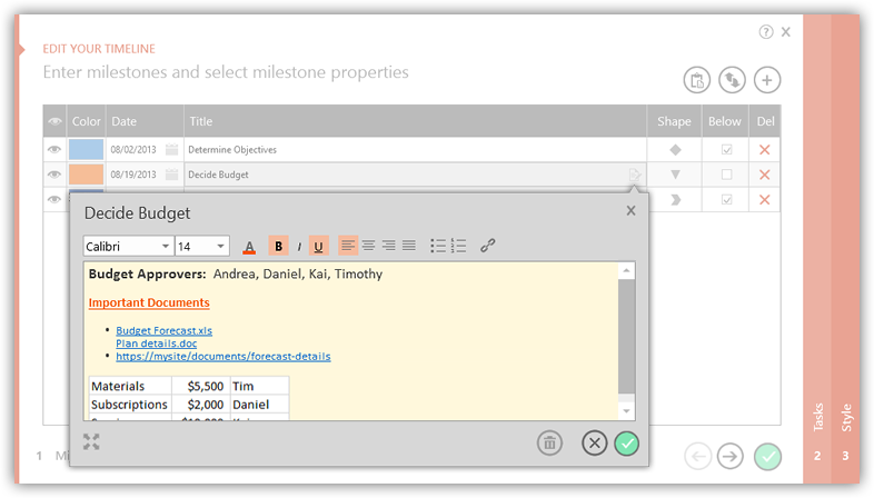 Project management app for PowerPoint