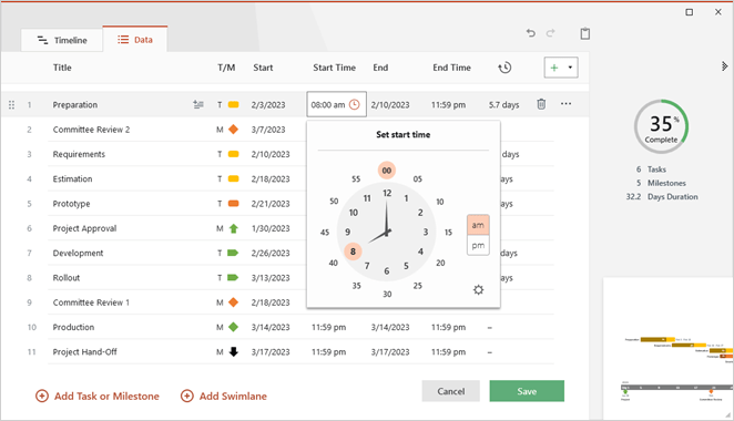Use the time setter option to select time